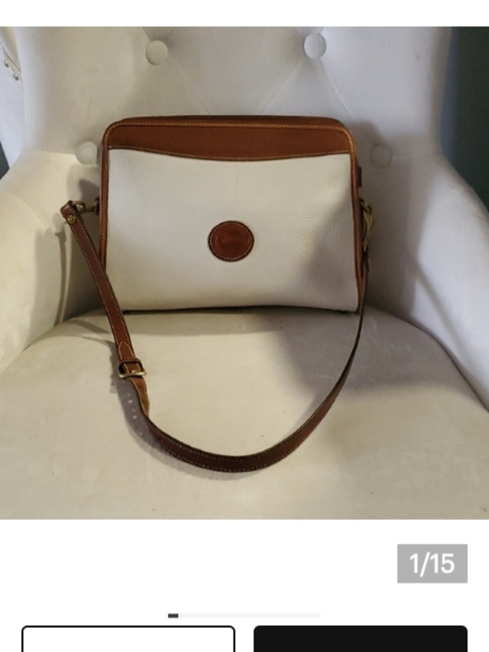 Dooney & Bourke White and Brown Leather Crossbody Purse